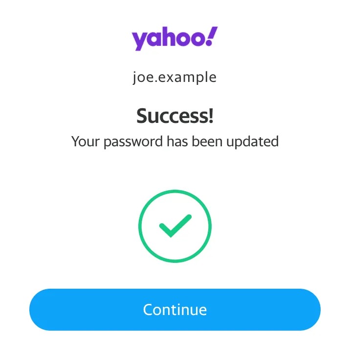 successfully changed Yahoo password
